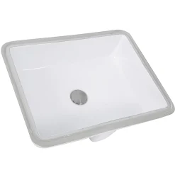 Nantucket Sinks 17 x 13 Glazed Bottom Undermount Rectangle Ceramic Sink in White