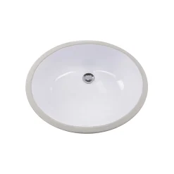 Nantucket Sinks 15 x 12 Glazed Bottom Undermount Oval Ceramic Sink in White