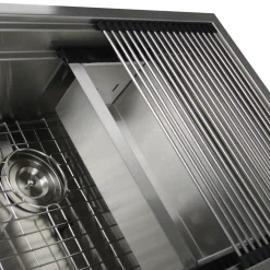Nantucket Sinks ZR-PS-3220-16 - 32" Pro Series Workstation Undermount Stainless Steel Kitchen Sink, with Included Rolling Mat, Grid, Colander, and Drain.