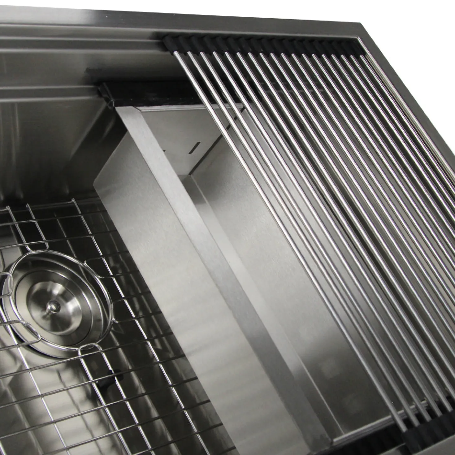 Nantucket Sinks ZR-PS-3220-16 - 32" Pro Series Workstation Undermount Stainless Steel Kitchen Sink, with Included Rolling Mat, Grid, Colander, and Drain.
