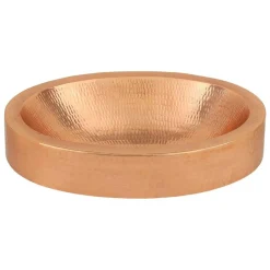 17" Oval Bright Hammered Copper Recessed Bathroom Sink