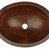 17" Oval Dark Hammered Copper Recessed Bathroom Sink