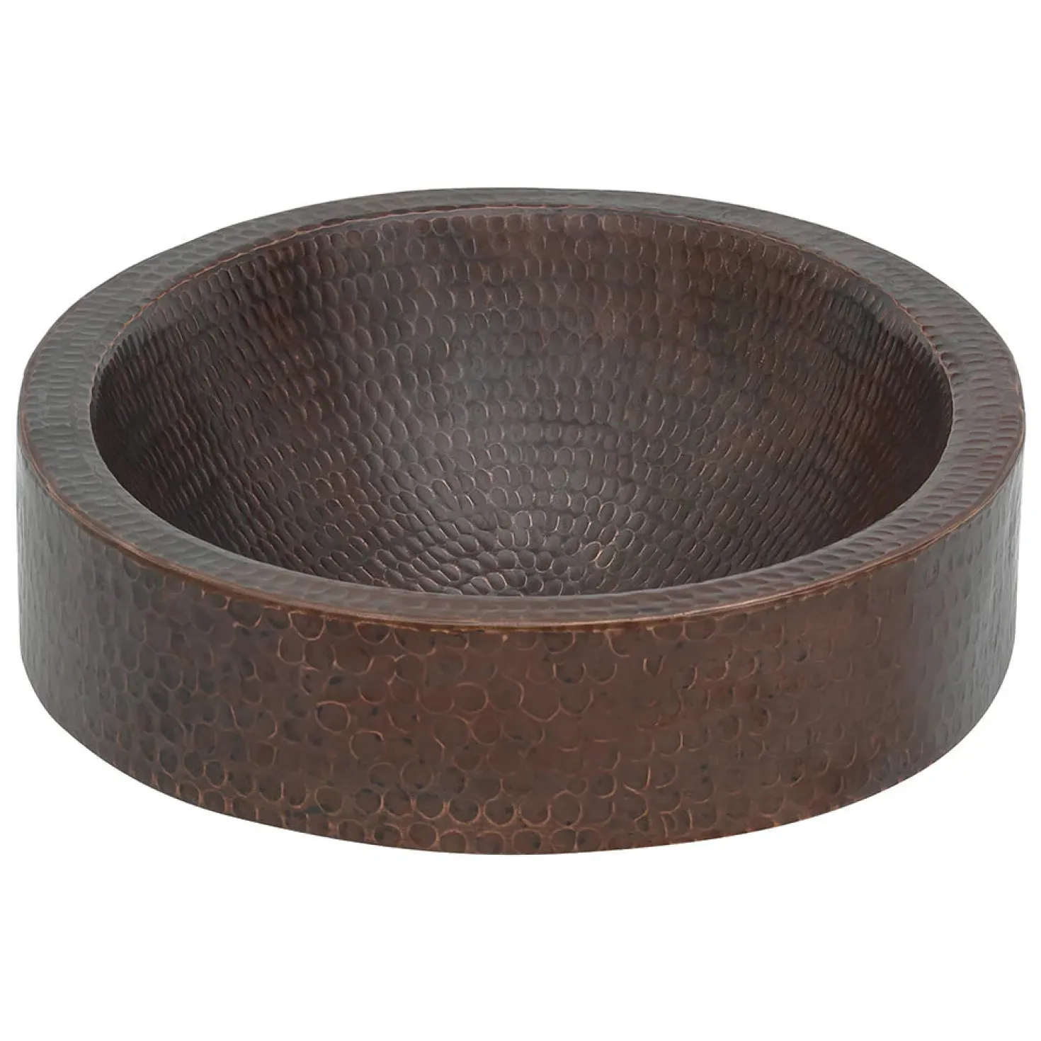 17" Oval Dark Hammered Copper Recessed Bathroom Sink