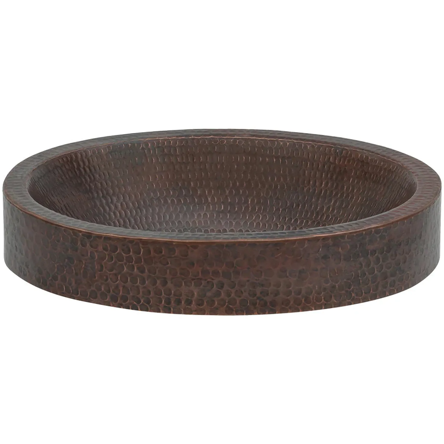 17" Oval Dark Hammered Copper Recessed Bathroom Sink