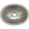 17" Oval Nickel Plated Hammered Copper Recessed Bathroom Sink