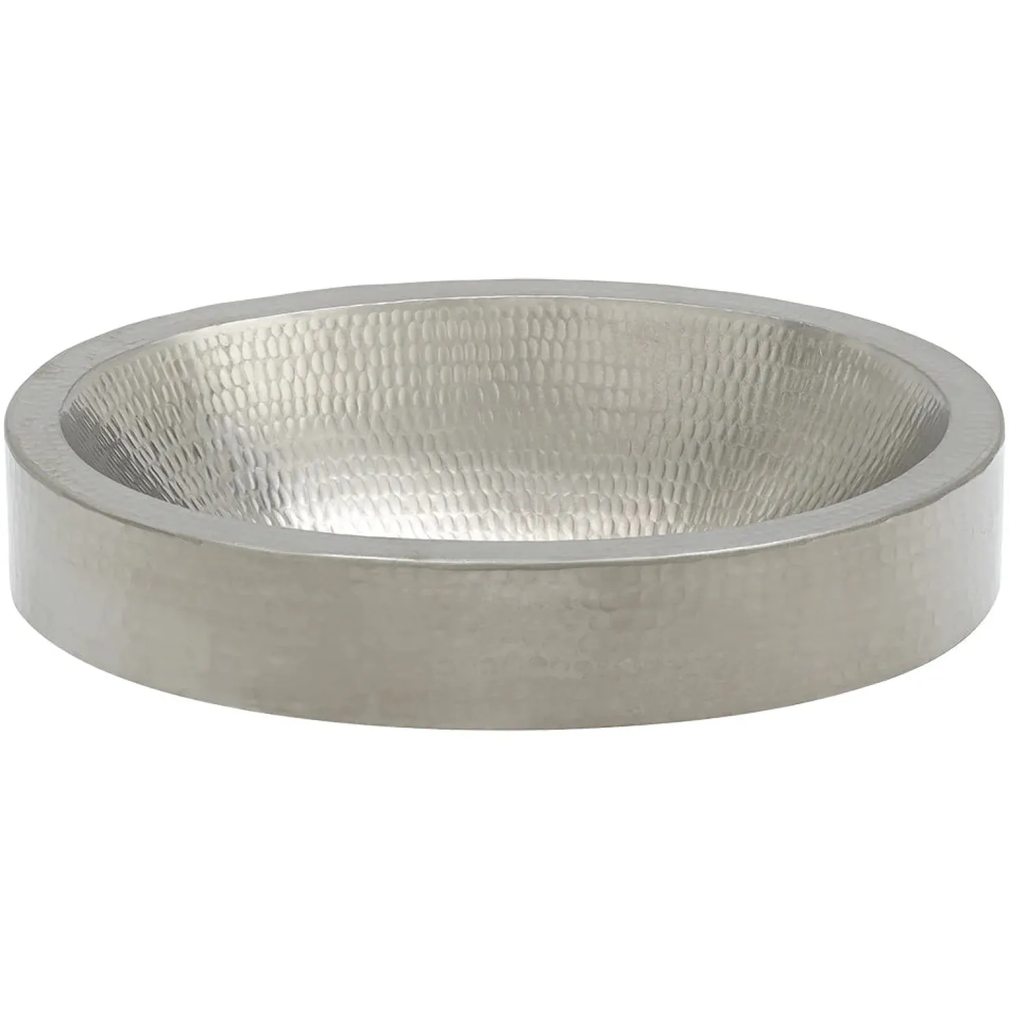 17" Oval Nickel Plated Hammered Copper Recessed Bathroom Sink