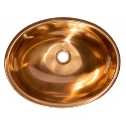 Oval 17 1/2" x 14" Top Mount Stainless Steel Bathroom Sink with Drain in Rose Gold