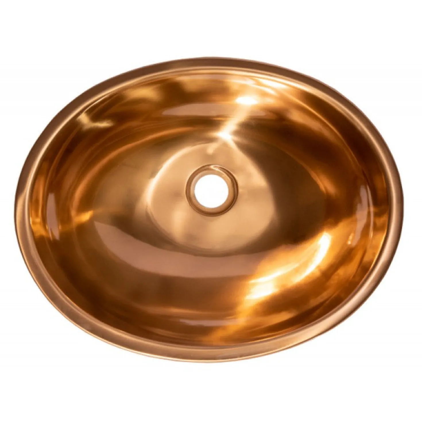 Oval 17 1/2" x 14" Top Mount Stainless Steel Bathroom Sink with Drain in Rose Gold