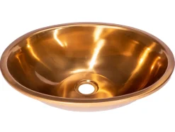 Oval 17 1/2" x 14" Top Mount Stainless Steel Bathroom Sink with Drain in Rose Gold