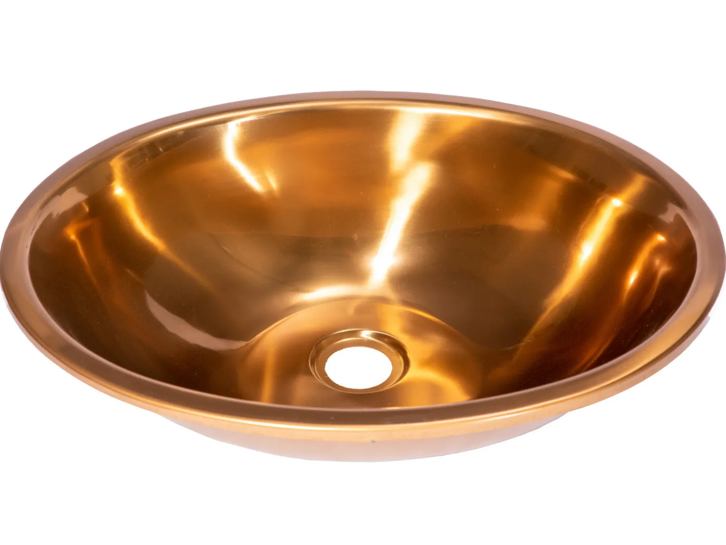 Oval 17 1/2" x 14" Top Mount Stainless Steel Bathroom Sink with Drain in Rose Gold