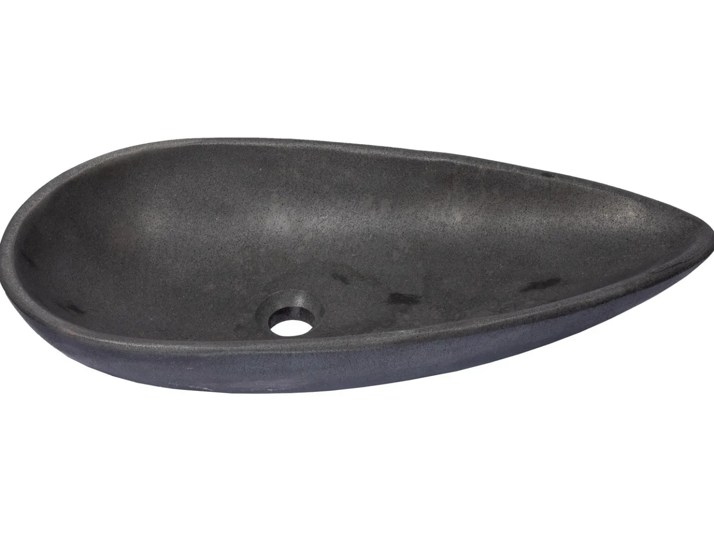 Pod Shaped Vessel Sink in Honed Lava Stone