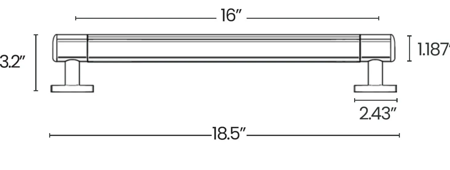 16" Polished Chrome Grab Bar with Glass