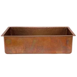 Premier Copper Products 33" Antique Hammered Copper Kitchen Single Basin Sink