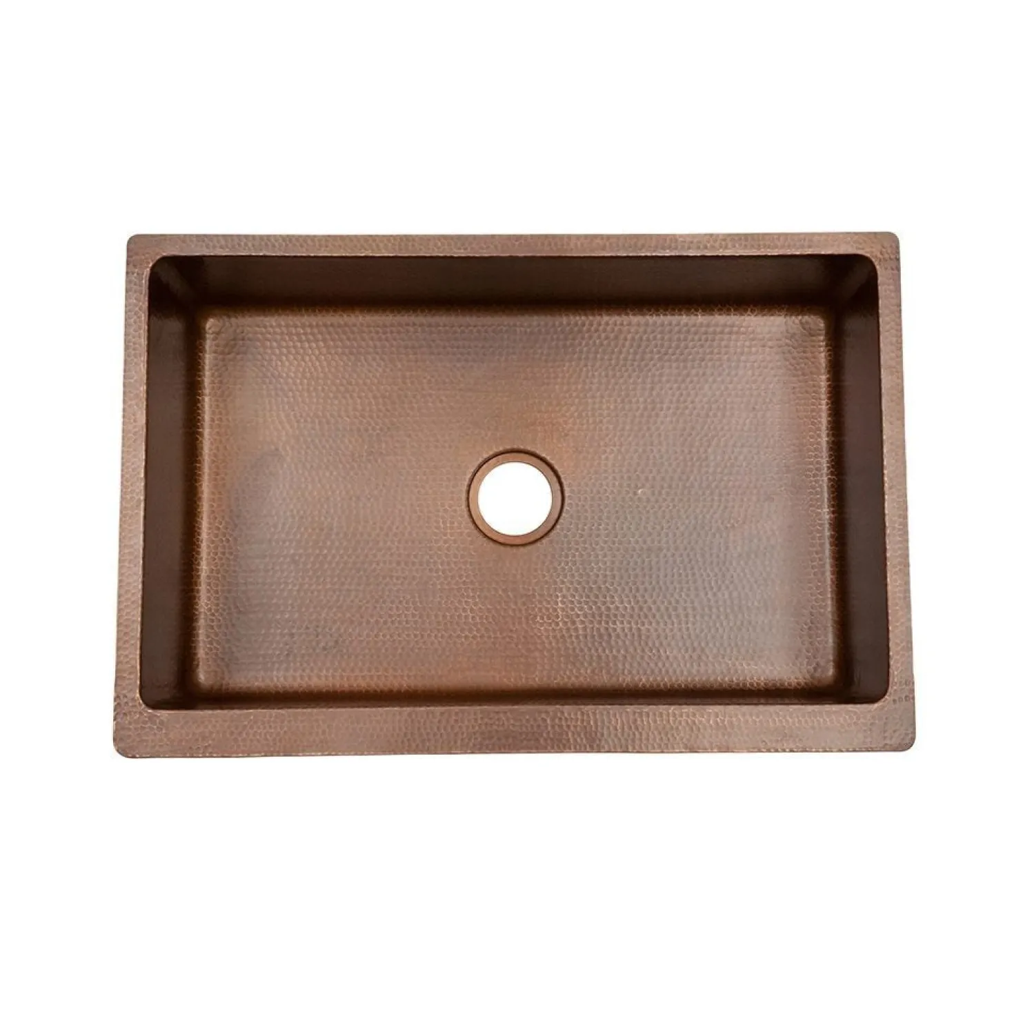 Premier Copper Products 33" Antique Hammered Copper Kitchen Apron Single Basin Sink