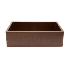 Premier Copper Products 33" Antique Hammered Copper Kitchen Apron Single Basin Sink