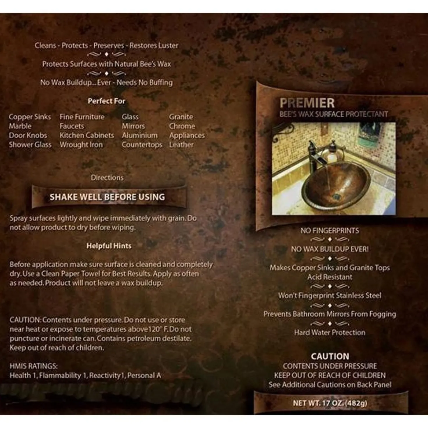 Premier Copper Products Copper Sink Wax Protectant