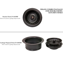 Premier Copper Products Drain Combination Package for Double Bowl Kitchen Sinks - Oil Rubbed Bronze