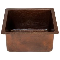 Premier Copper Products 16" Gourmet Rectangular Hammered Copper Bar/Prep Sink