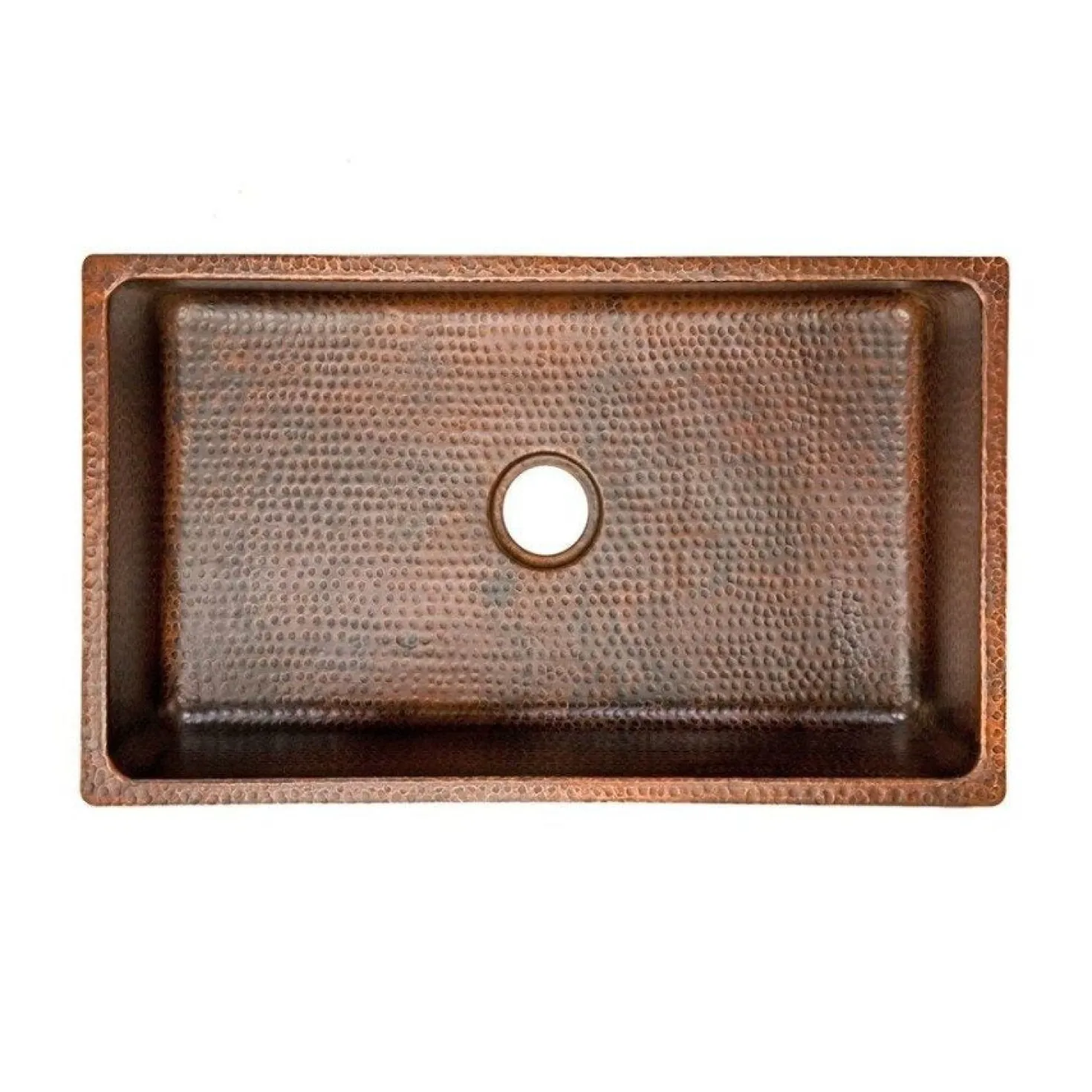 Premier Copper Products 30" Hammered Copper Kitchen Single Basin Sink