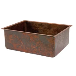 Premier Copper Products 25" Hammered Copper Kitchen Single Basin Sink