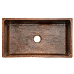 Premier Copper Products 33" Hammered Copper Kitchen Single Basin Sink