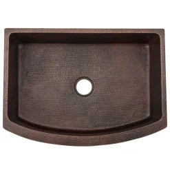 Premier Copper Products 30" Hammered Copper Kitchen Rounded Apron Single Basin Sink