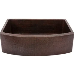 Premier Copper Products 30" Hammered Copper Kitchen Rounded Apron Single Basin Sink