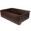 Premier Copper Products 33" Hammered Copper Kitchen Apron 60/40 Double Basin Sink with Short 5" Divider