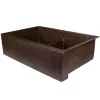 Premier Copper Products 33" Hammered Copper Kitchen Apron 50/50 Double Basin Sink with Short 5" Divider