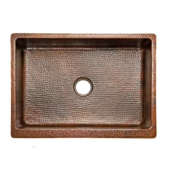 Premier Copper Products 30" Hammered Copper Kitchen Apron Single Basin Sink