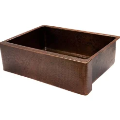 Premier Copper Products 30" Hammered Copper Kitchen Apron Single Basin Sink