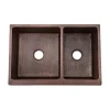 Premier Copper Products 33" Hammered Copper Kitchen Apron 60/40 Double Basin Sink