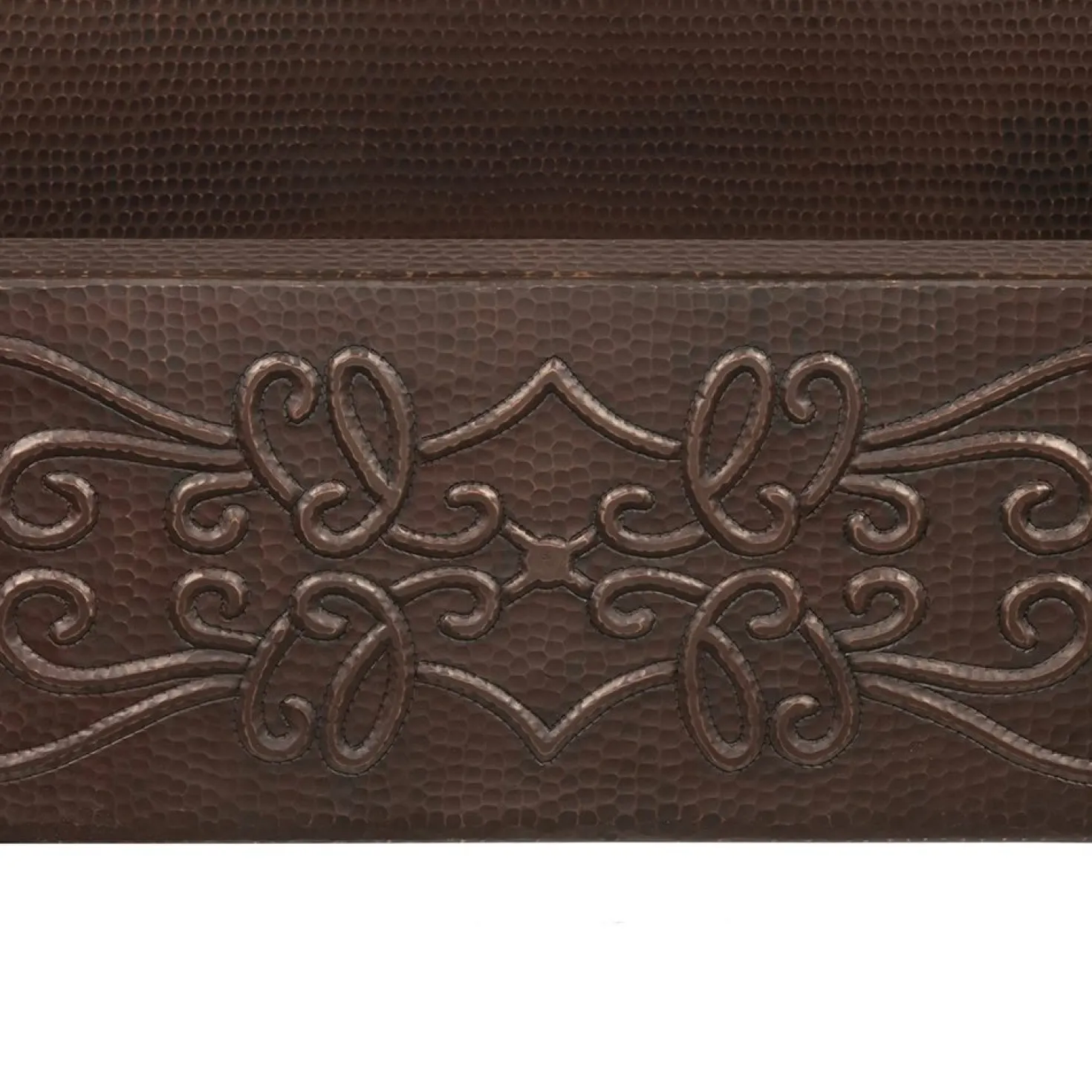 Premier Copper Products 30" Hammered Copper Kitchen Apron Single Basin Sink with Scroll Design