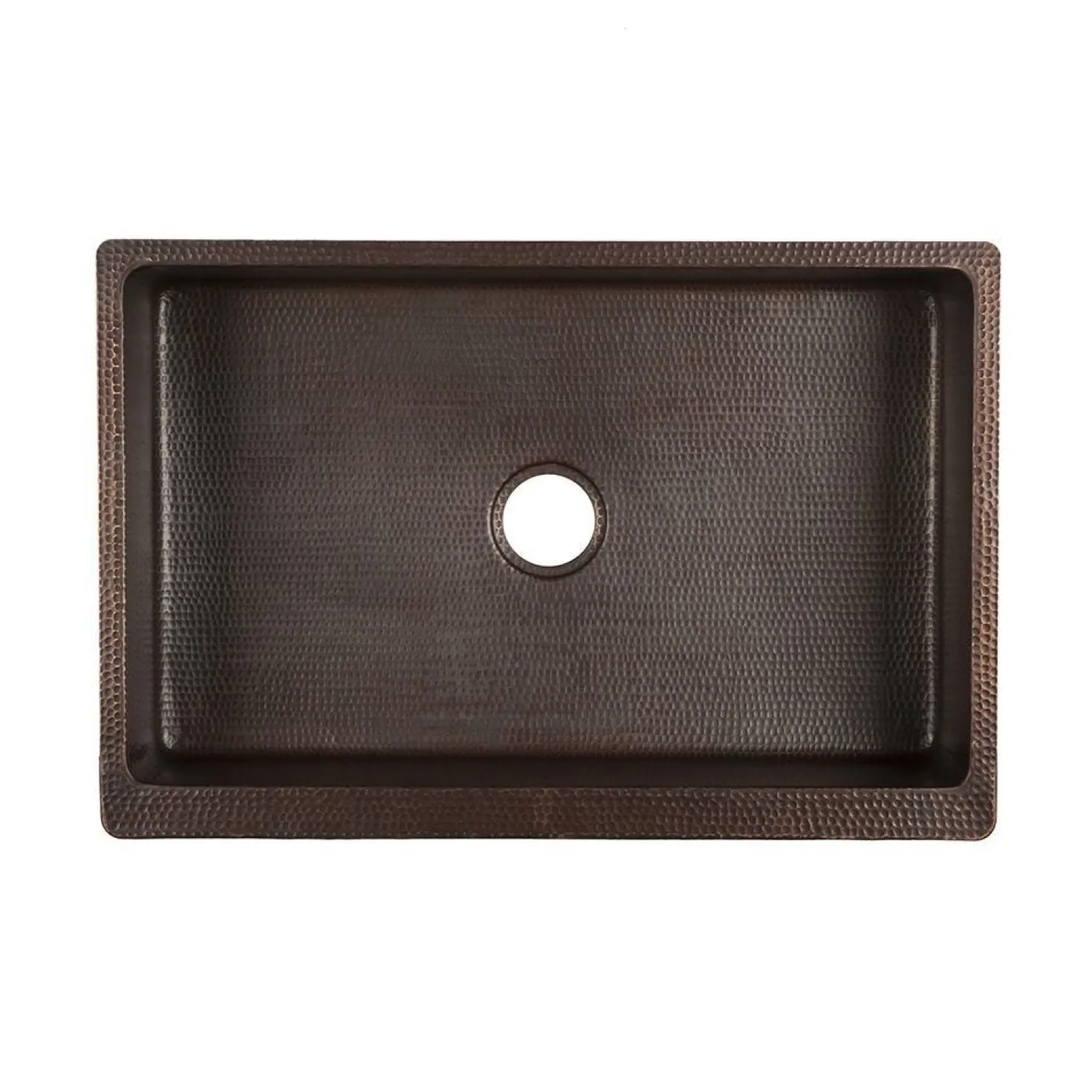 Premier Copper Products 30" Hammered Copper Kitchen Apron Single Basin Sink with Scroll Design