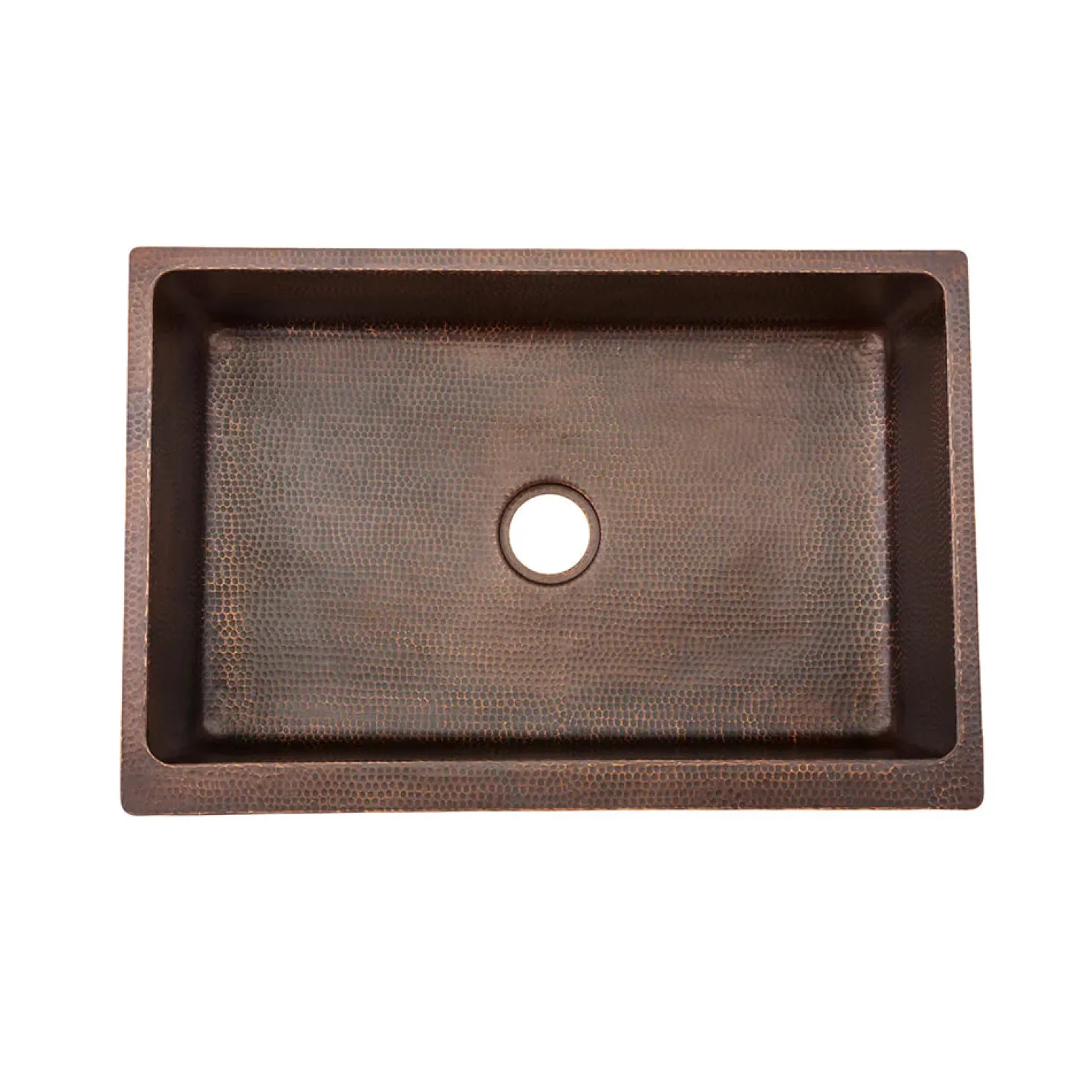 Premier Copper Products 33" Hammered Copper Kitchen Apron Single Basin Sink