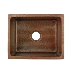 Premier Copper Products 20" Hammered Copper Kitchen/Bar/Prep Single Basin Sink