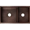 Premier Copper Products 33" Hammered Copper Kitchen 60/40 Double Basin Sink with Short 5" Divider