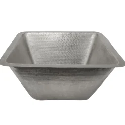 Premier Copper Products 17" Large Square Hammered Copper Bar/Prep Sink in Nickel