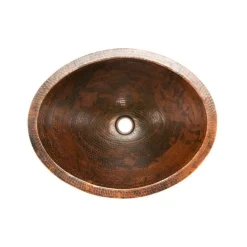 Premier Copper Products Master Bath Oval Under Counter Hammered Copper Bathroom Sink