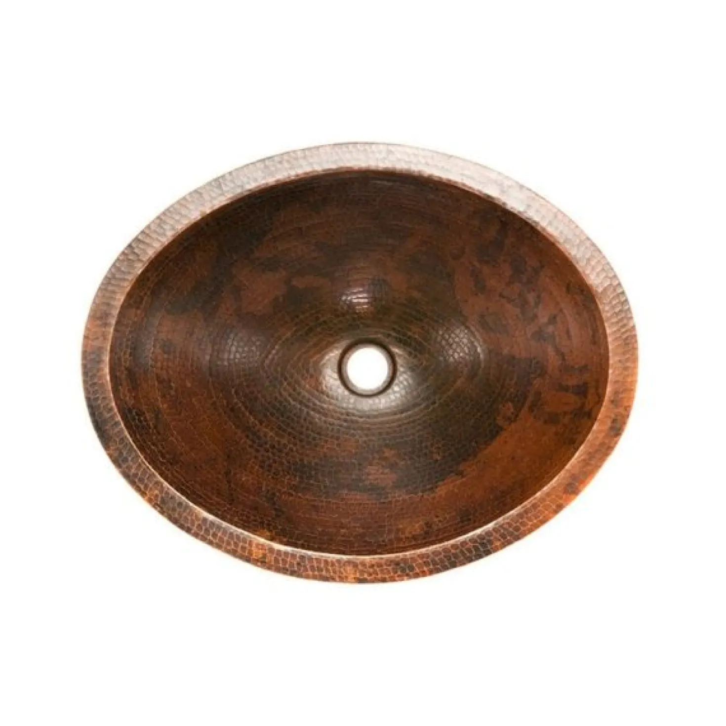 Premier Copper Products Master Bath Oval Under Counter Hammered Copper Bathroom Sink