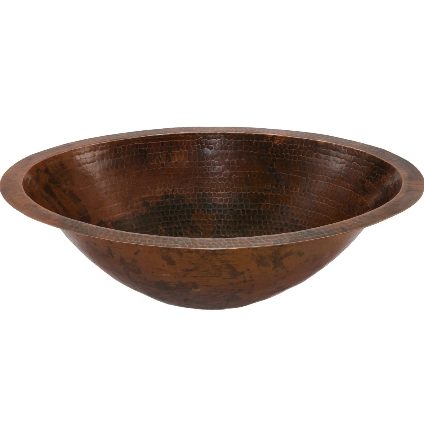 Premier Copper Products Master Bath Oval Under Counter Hammered Copper Bathroom Sink