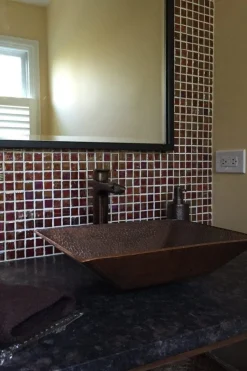 Premier Copper Products Modern Rectangle Hand Forged Old World Copper Vessel Sink