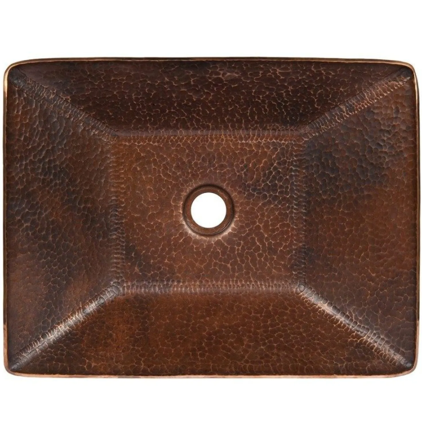Premier Copper Products Modern Rectangle Hand Forged Old World Copper Vessel Sink