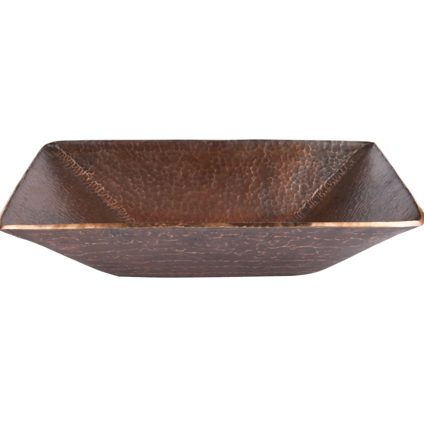 Premier Copper Products Modern Rectangle Hand Forged Old World Copper Vessel Sink