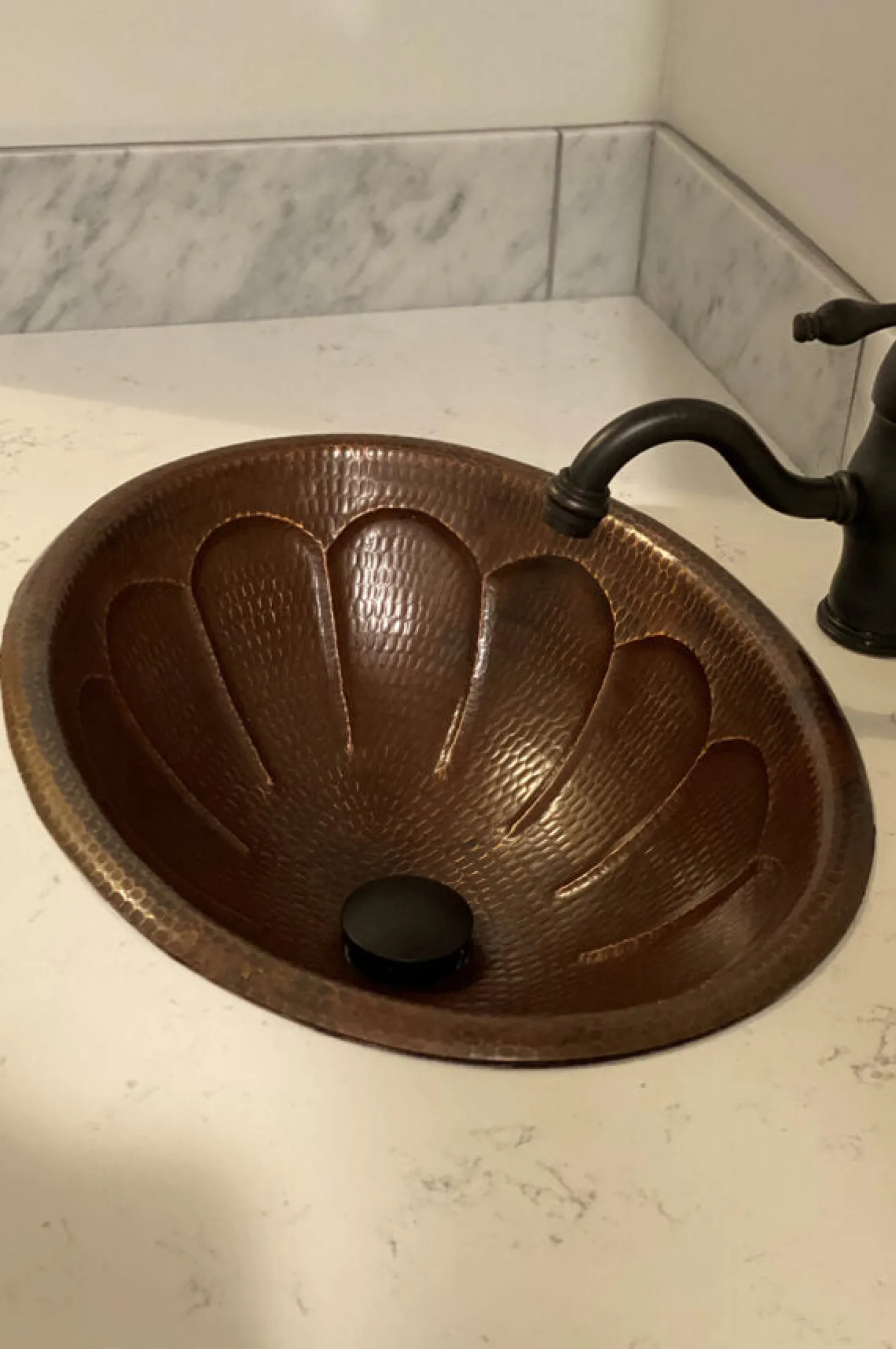 Premier Copper Products Oval Sunburst Under Counter Hammered Copper Sink