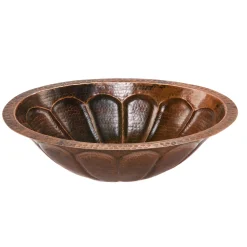 Premier Copper Products Oval Sunburst Under Counter Hammered Copper Sink