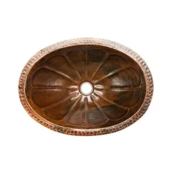 Premier Copper Products Oval Sunburst Under Counter Hammered Copper Sink