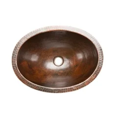 Premier Copper Products Oval Under Counter Hammered Copper Bathroom Sink
