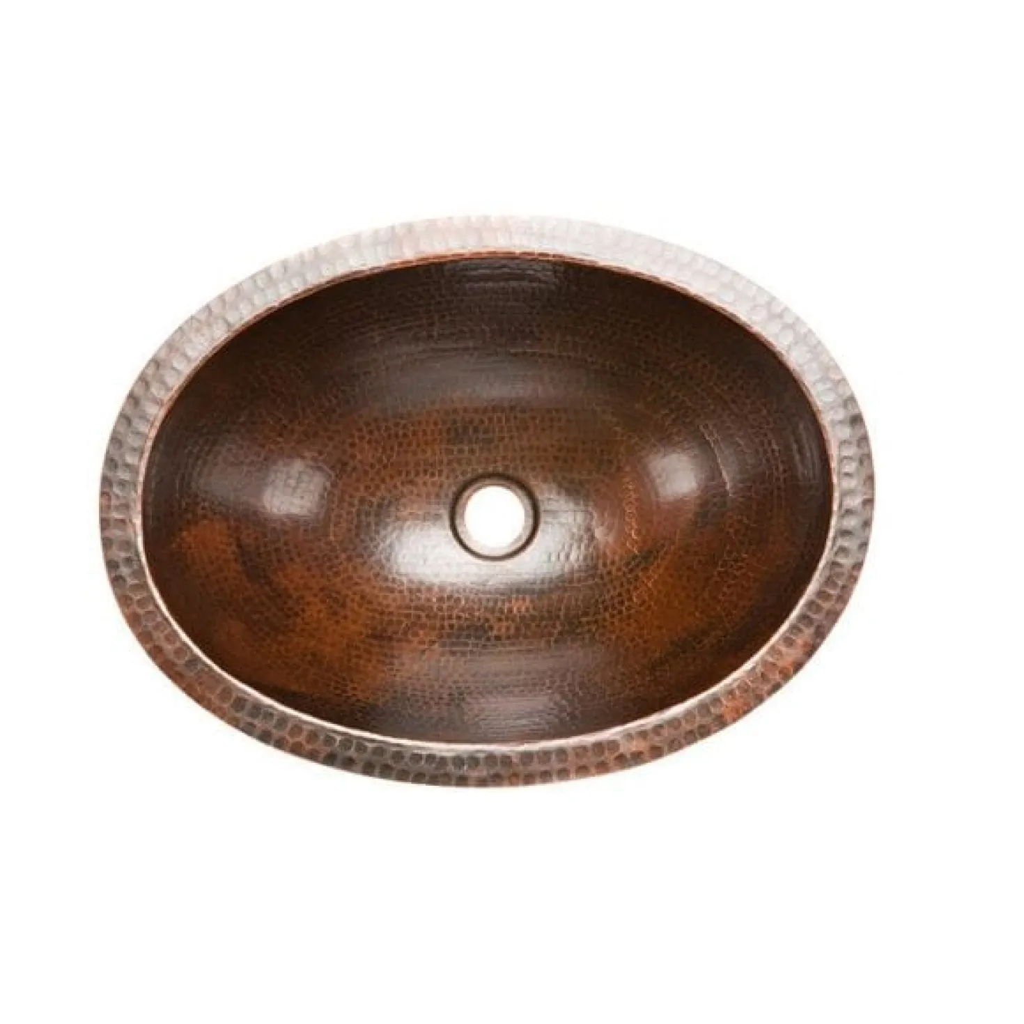 Premier Copper Products Oval Under Counter Hammered Copper Bathroom Sink