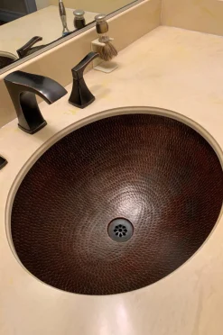 Premier Copper Products Oval Under Counter Hammered Copper Bathroom Sink